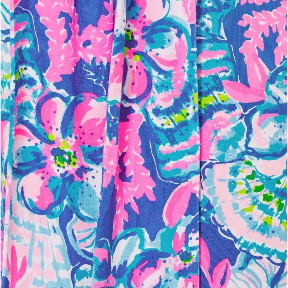 NWT Lilly Pulitzer Madsen V-neck Midi Dress blue Tang Sitting Seaside Medium - Picture 2 of 6